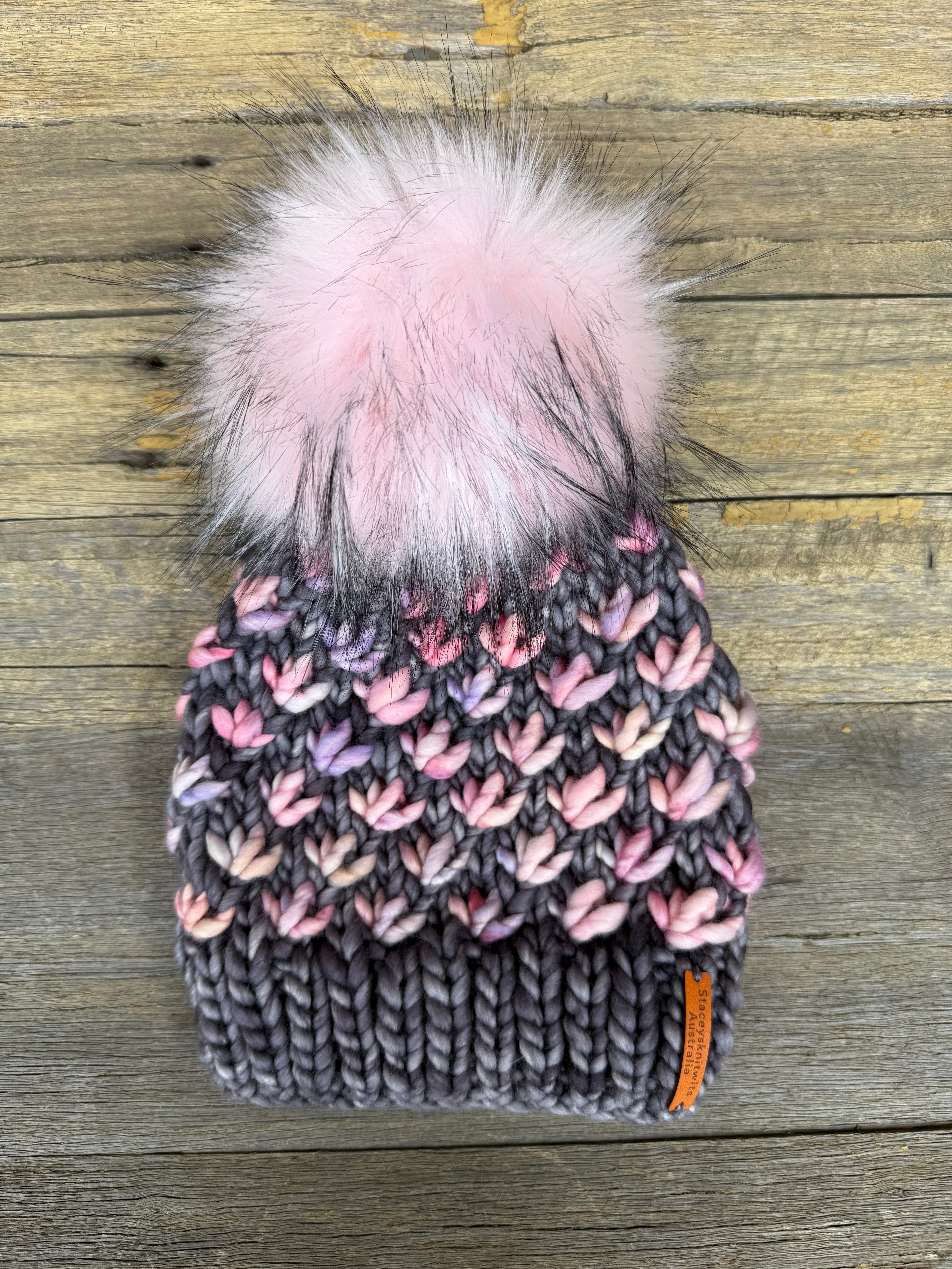 Ladies Beanie, Grey Beanie with PomPom