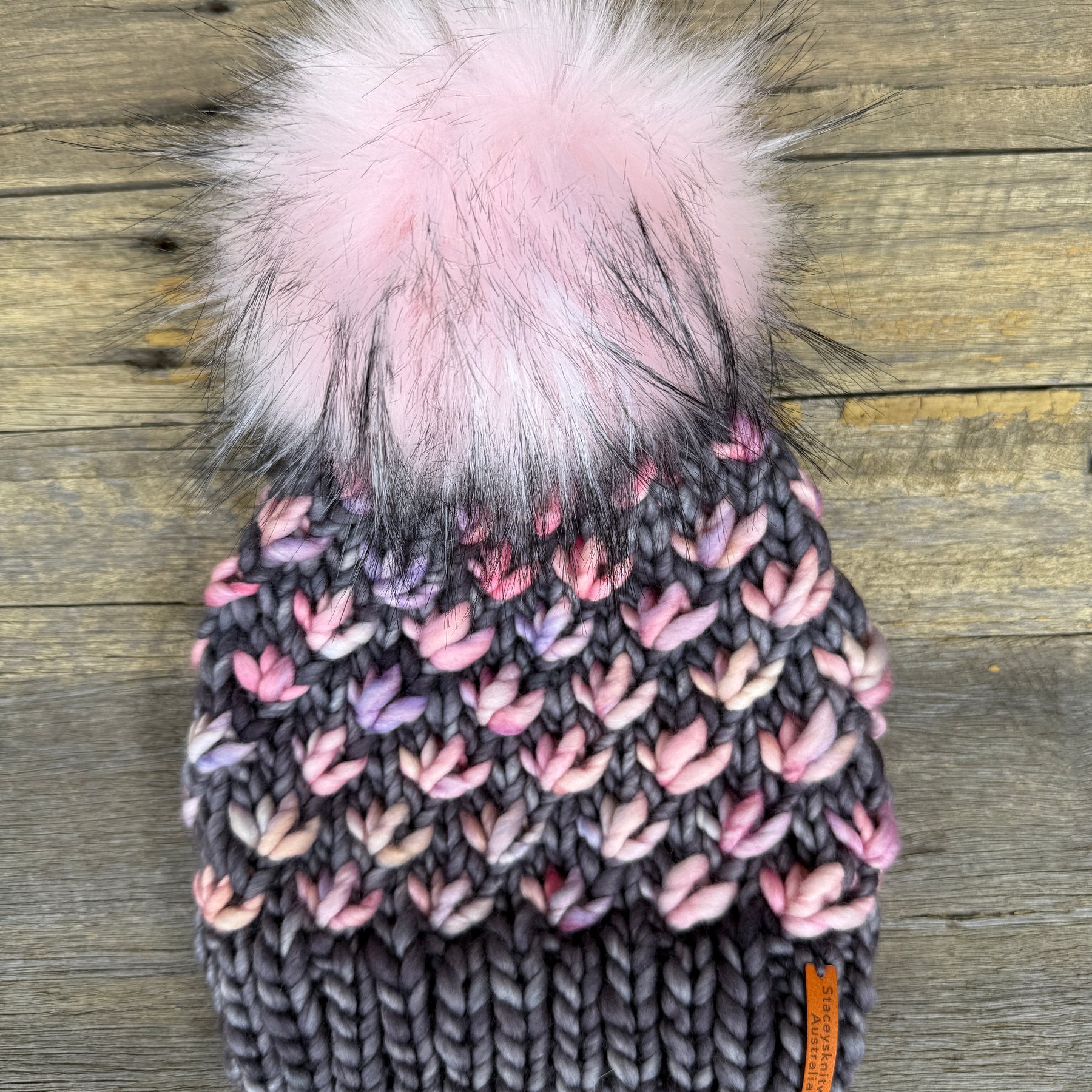 Ladies Beanie, Grey Beanie with PomPom