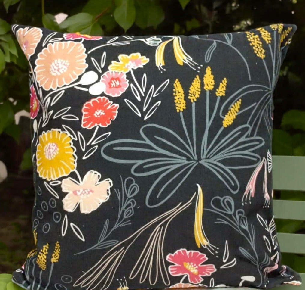 Grey floral cushion cover-contemporary style