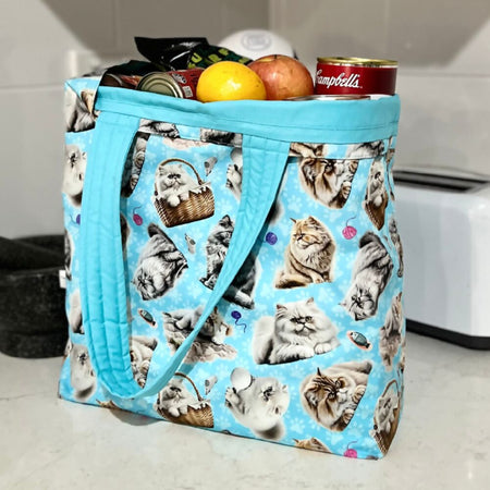 Grocery Tote ... Lined with storage pouch ... Persian Cat
