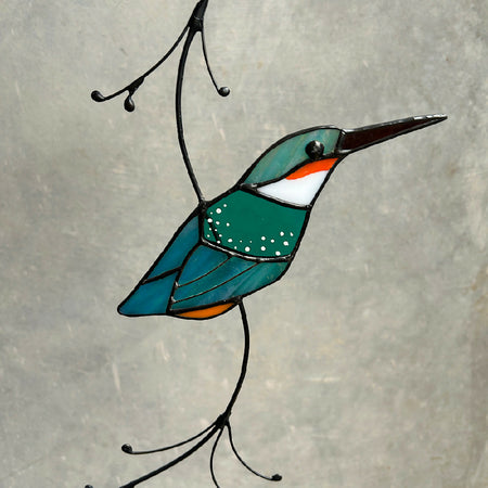 ‘KINGFISHER’ Stained Glass Hanging Sun Catcher (made to order)
