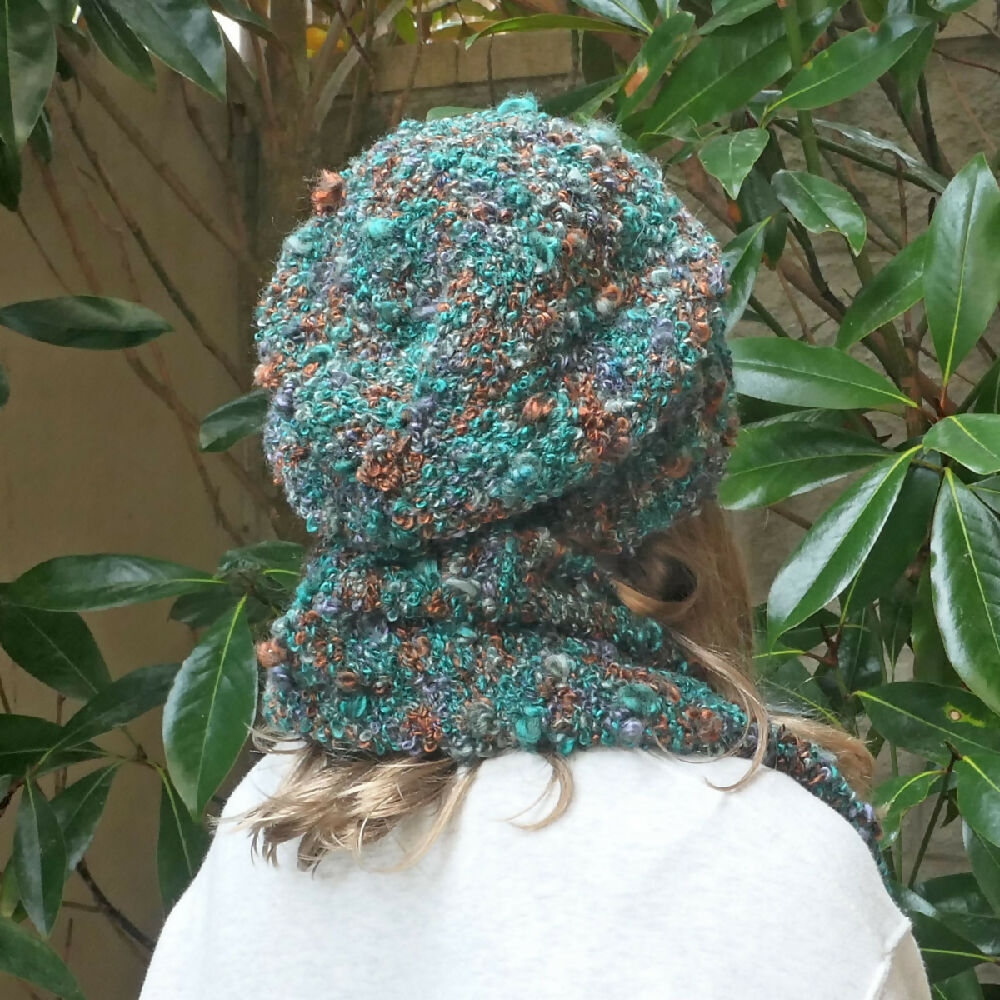 Special: Boucle beanie and infinity scarf - slouchy, adult. FREE POST