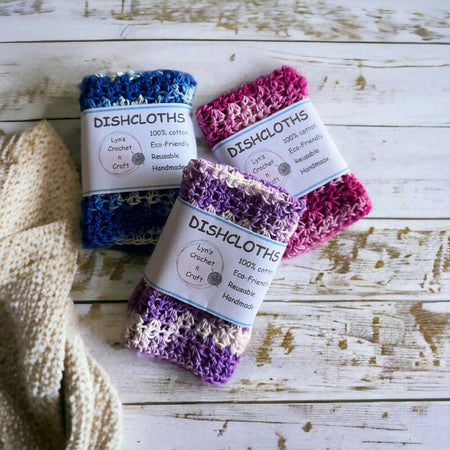 Crochet Dishcloths - Durable, Stylish, Zero Waste - set of 3 or 6