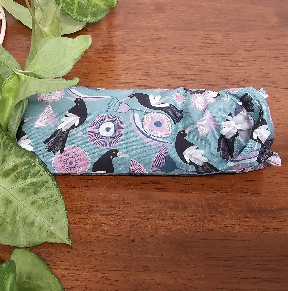 Aromatherapy Cotton EYE PILLOWS - Native Flowers with Black Birds