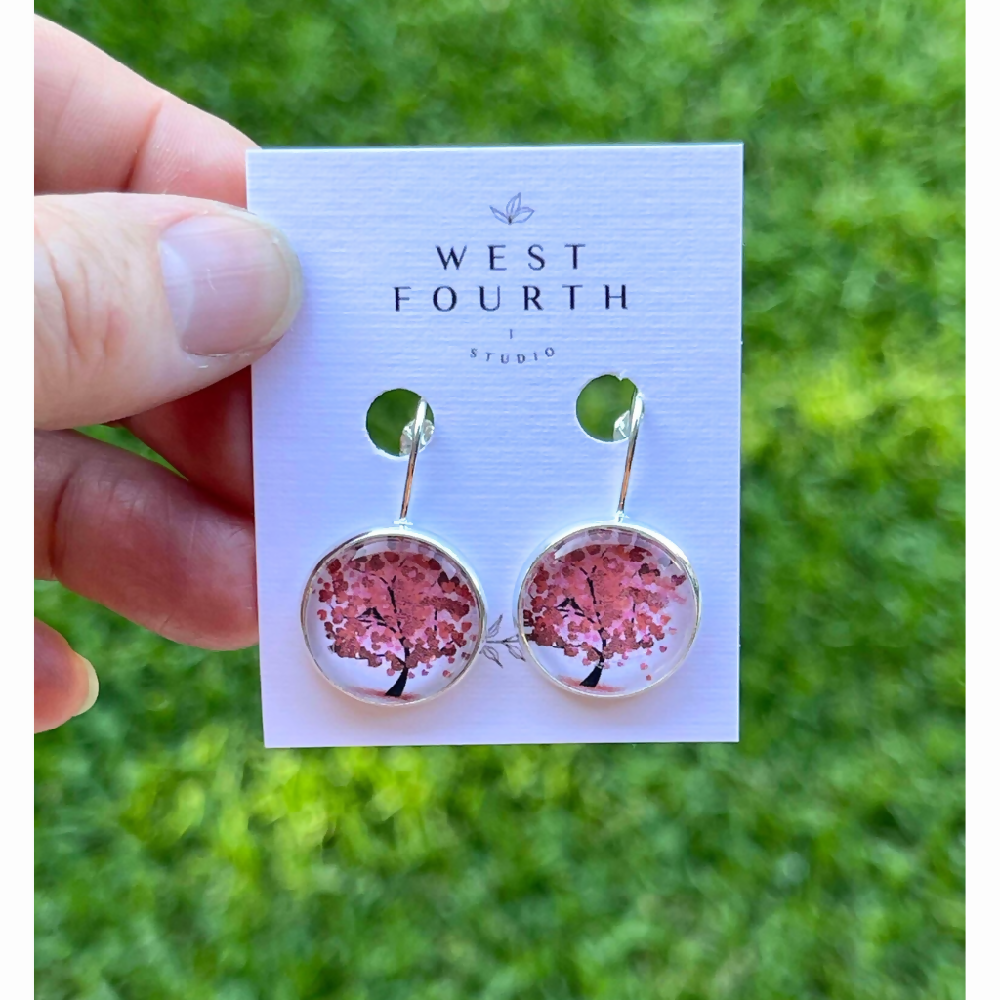 Tree of Life Earrings in Pretty Pink