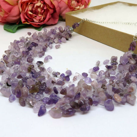 Amethyst Crochet Floating Necklace