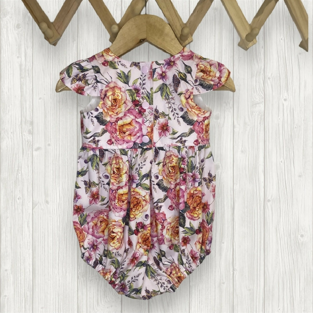 SIZE 0 Pink Roses Baby Tea Party Romper