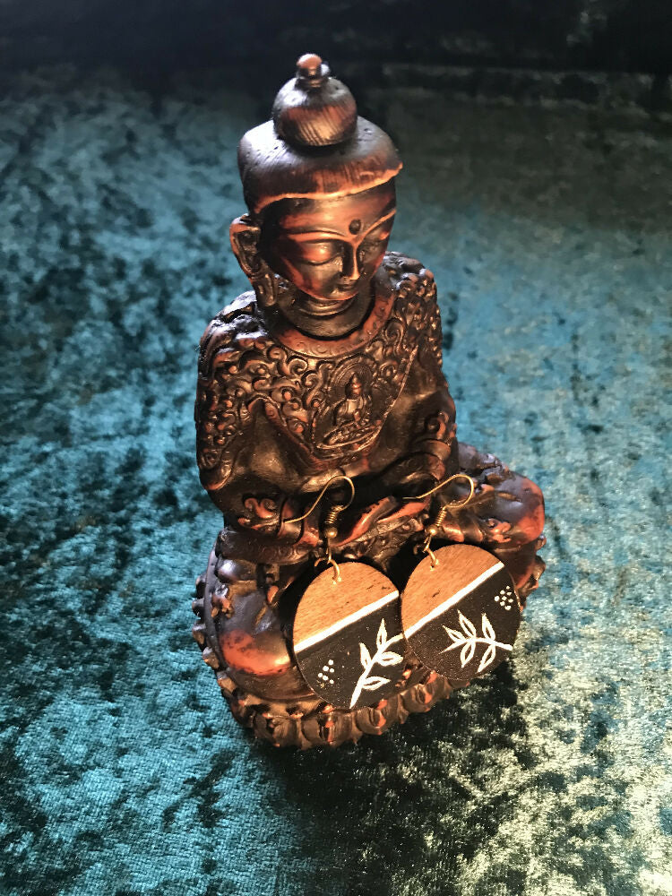 Earrings - Hand Painted Wood - Asian Inspired