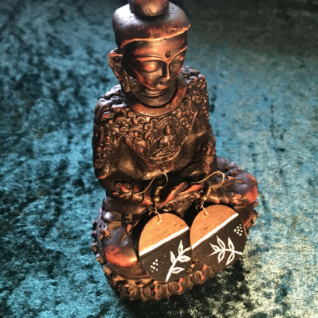 Earrings - Hand Painted Wood - Asian Inspired