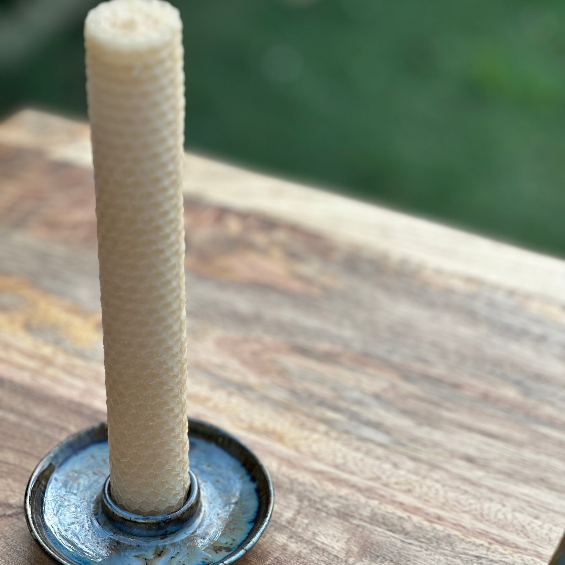 Ceramic Candle Dish | handmade beeswax candle