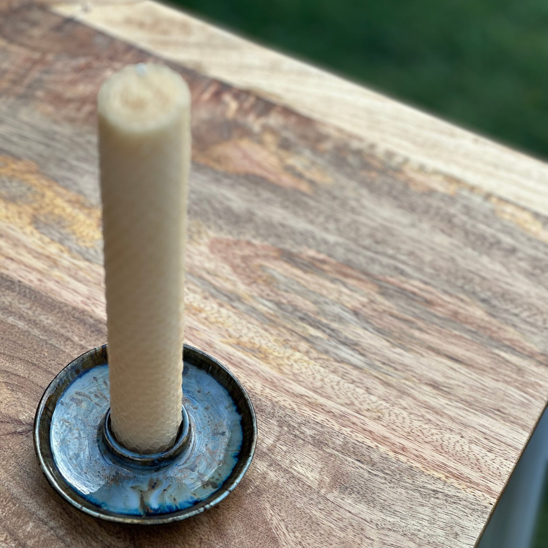 Ceramic Candle Dish | handmade beeswax candle
