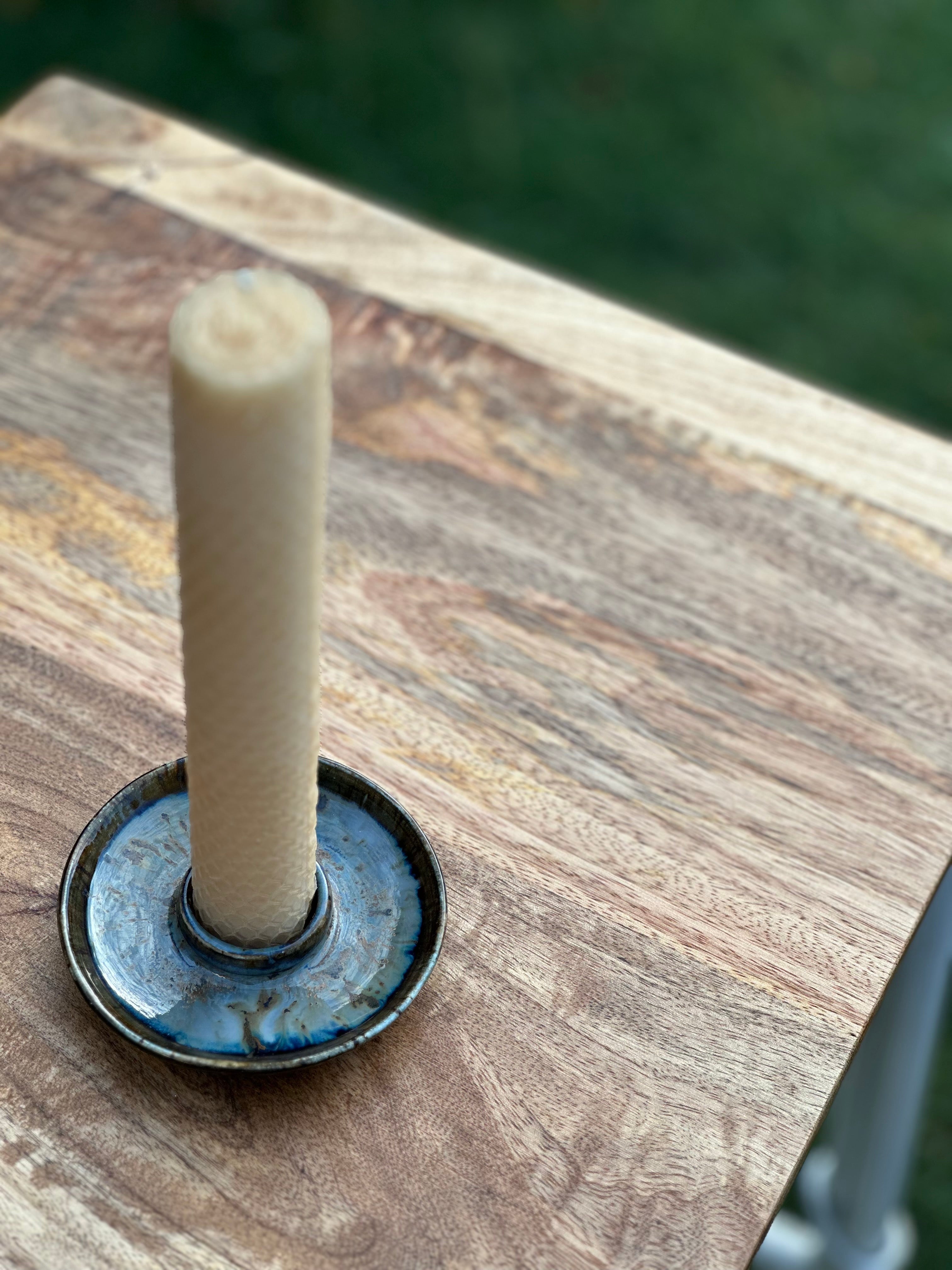 Ceramic Candle Dish | handmade beeswax candle