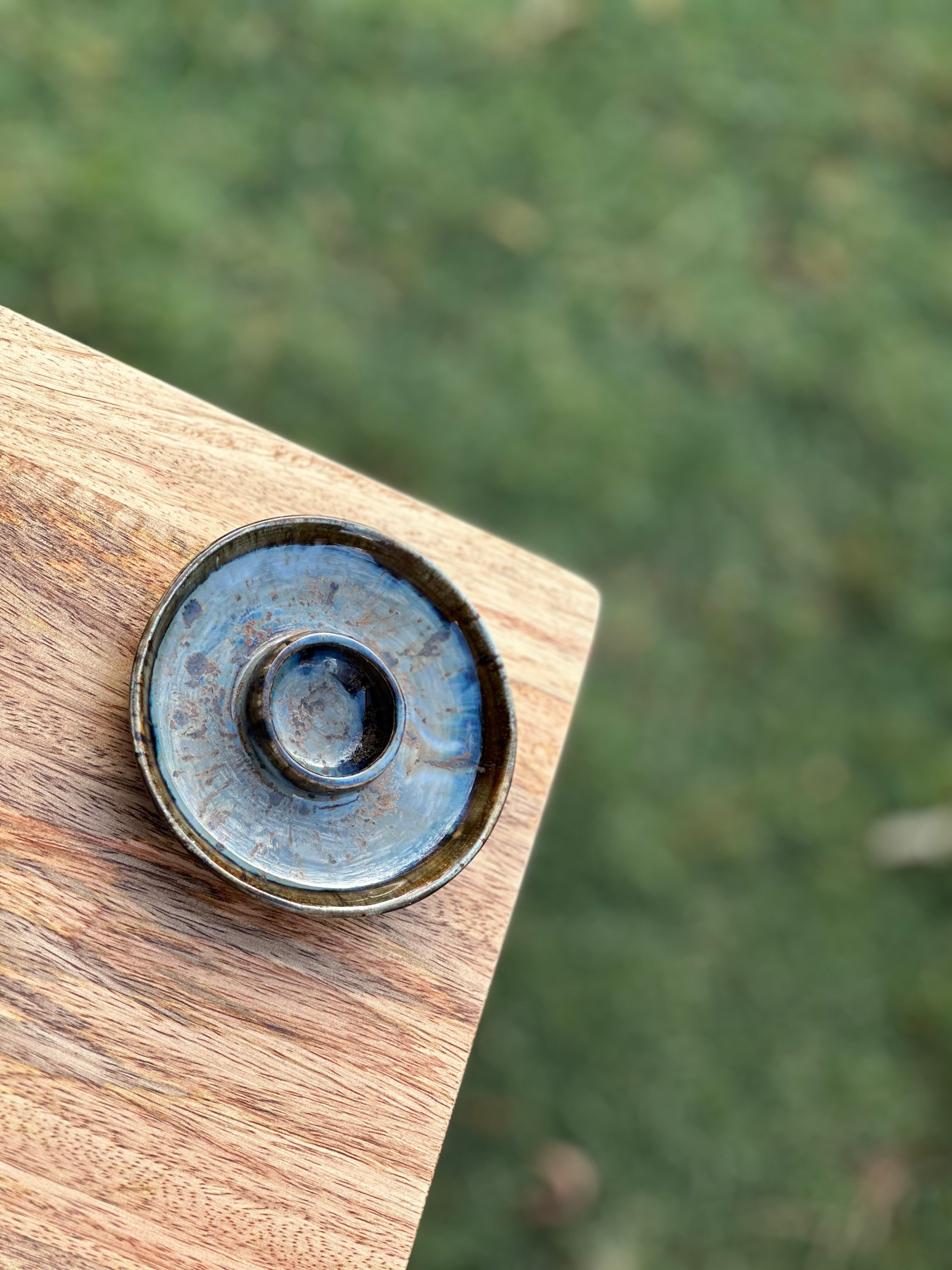 Ceramic Candle Dish | handmade beeswax candle