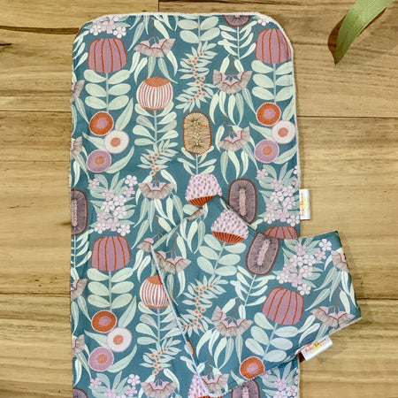 Baby Bib and Burp Cloth Set - Blue Banksias