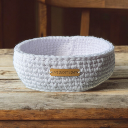 Elegant Handmade White Crochet Storage Basket