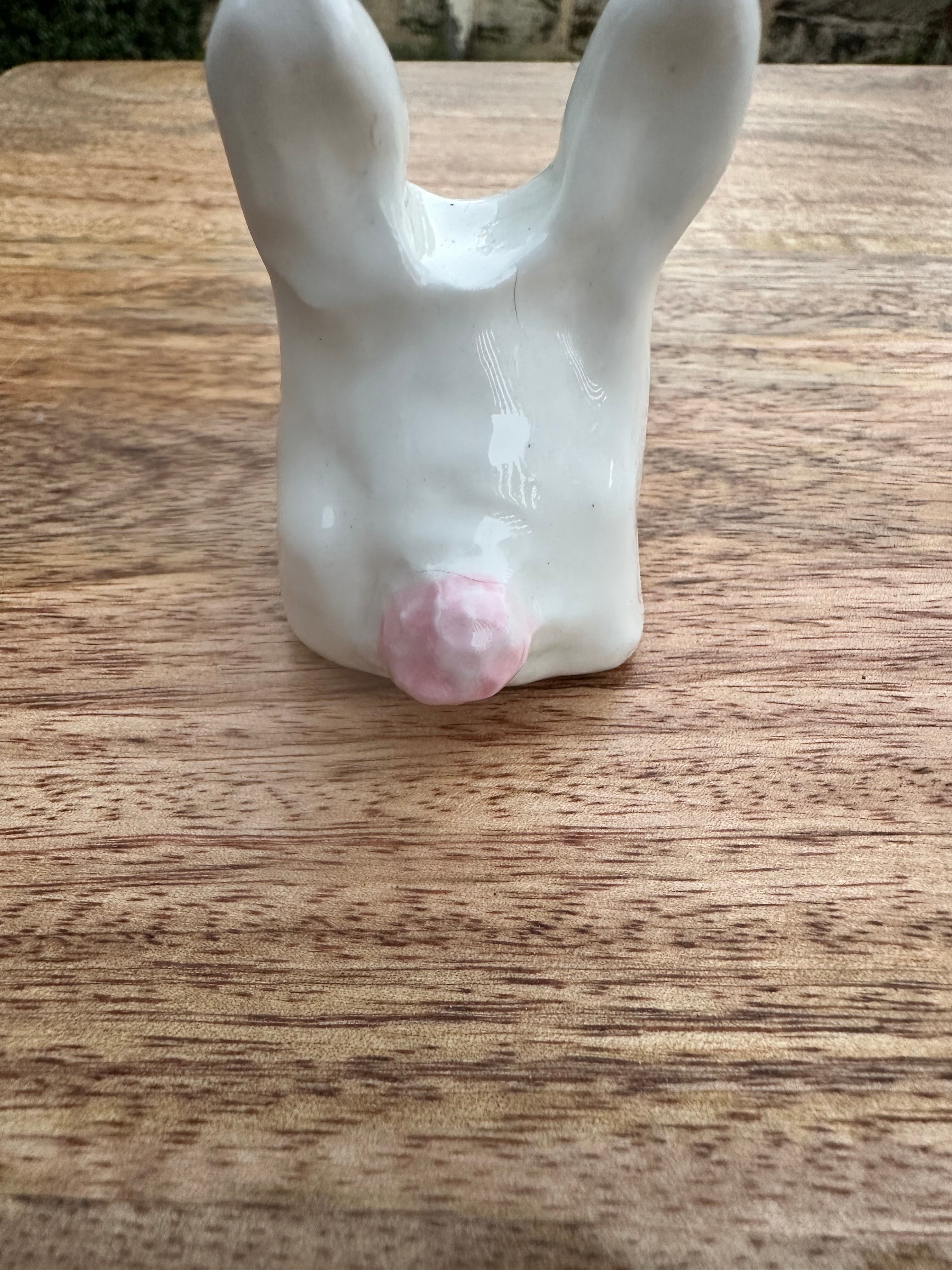 Handmade Ceramic White Bunny Easter