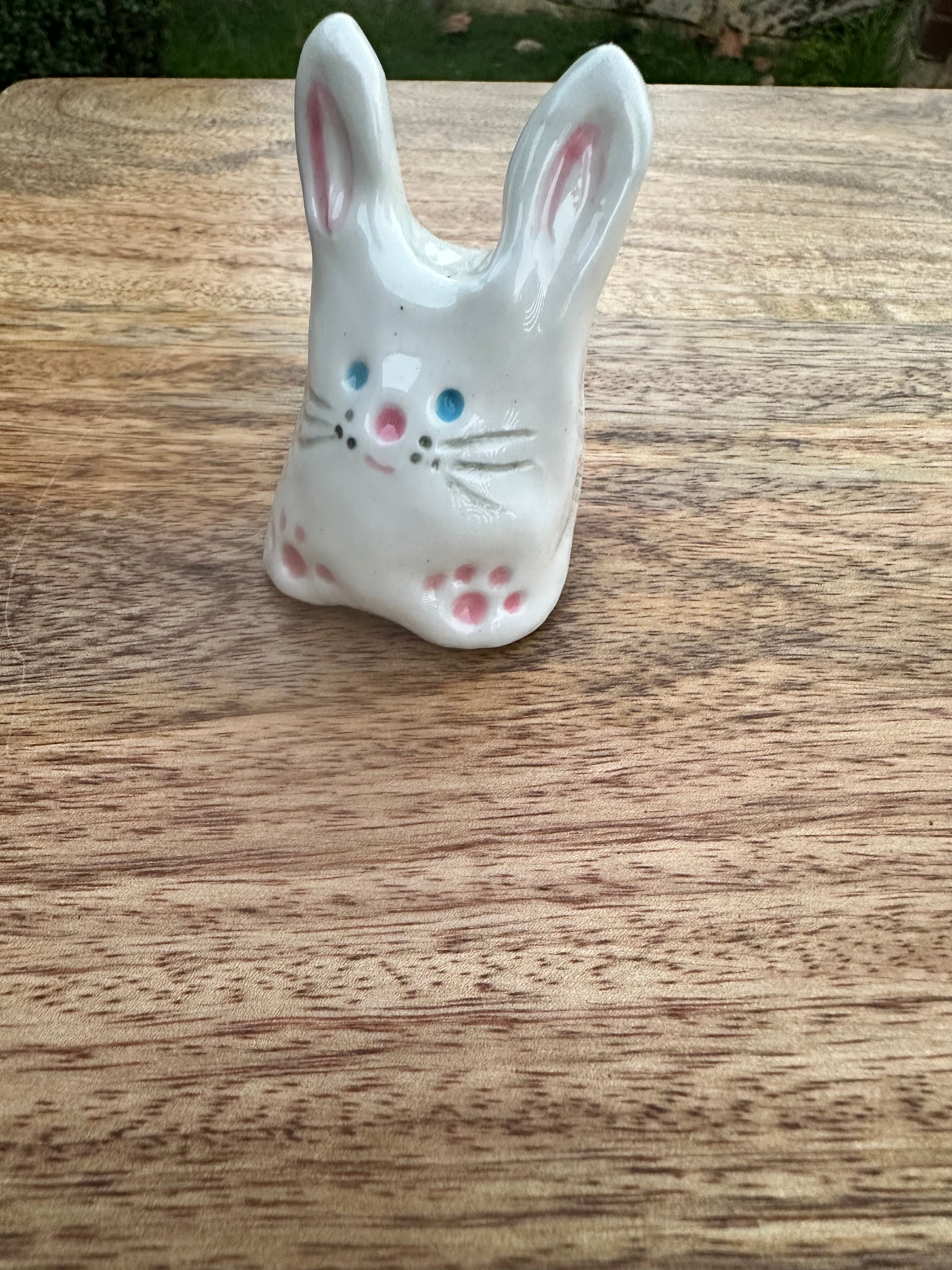 Handmade Ceramic White Bunny Easter