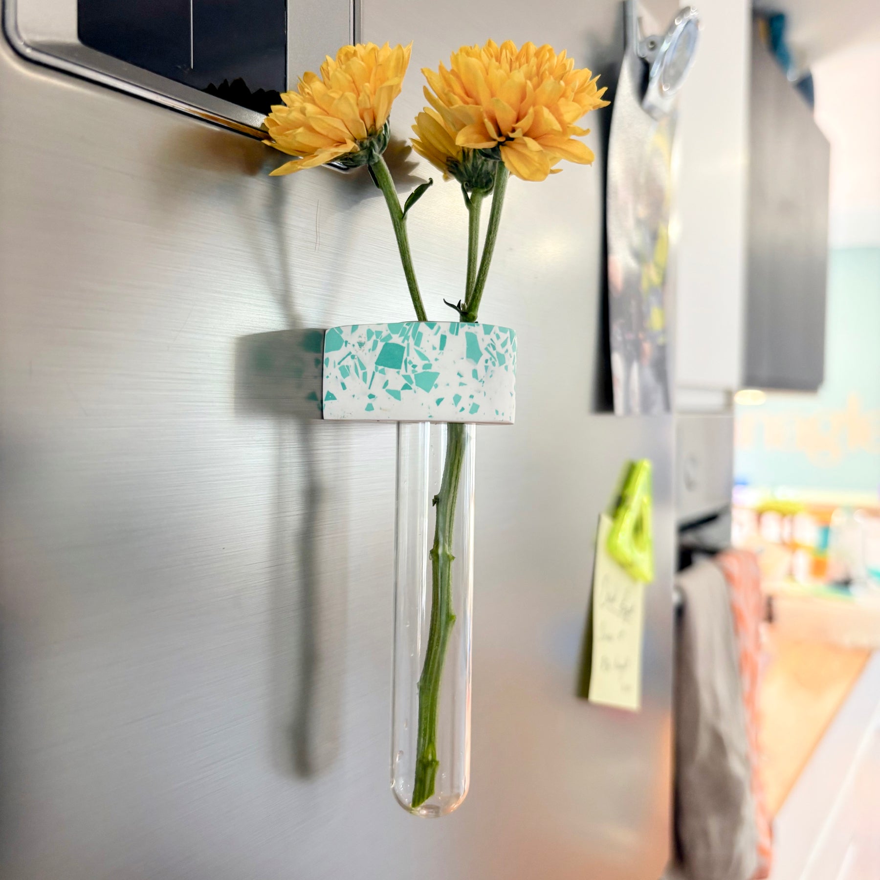 terrazzo magnetic test tube holder, fridge vase, propagation
