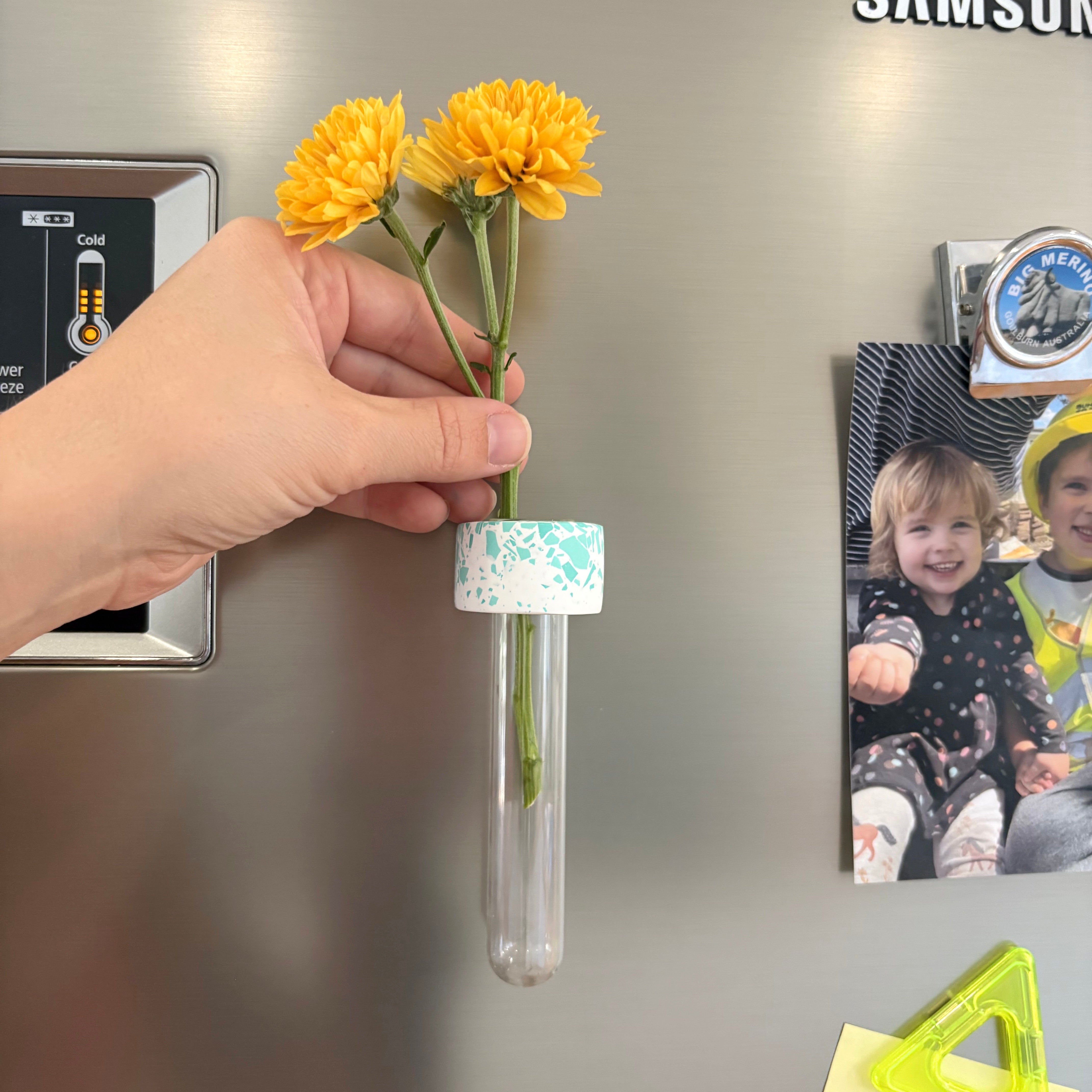 terrazzo magnetic test tube holder, fridge vase, propagation