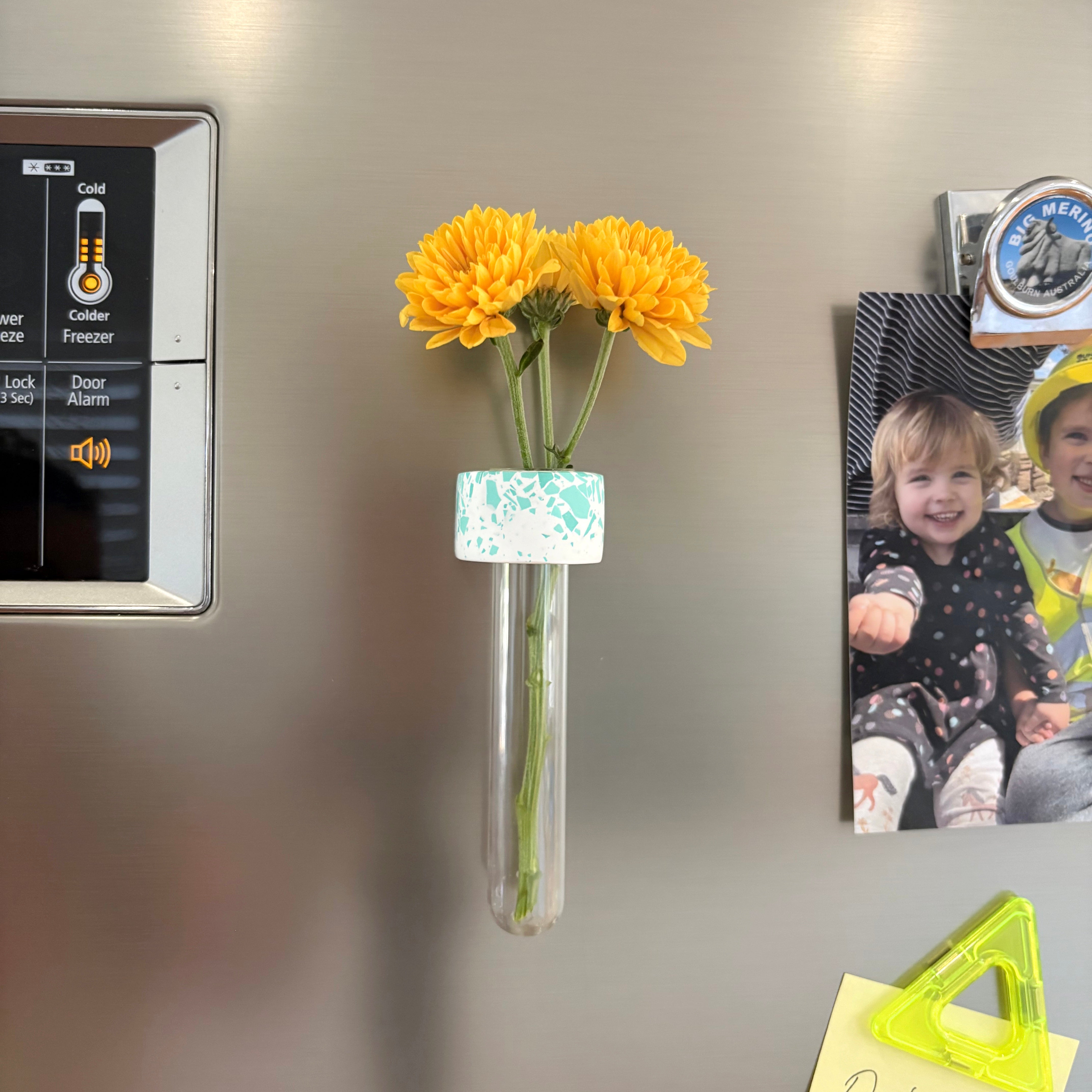 terrazzo magnetic test tube holder, fridge vase, propagation