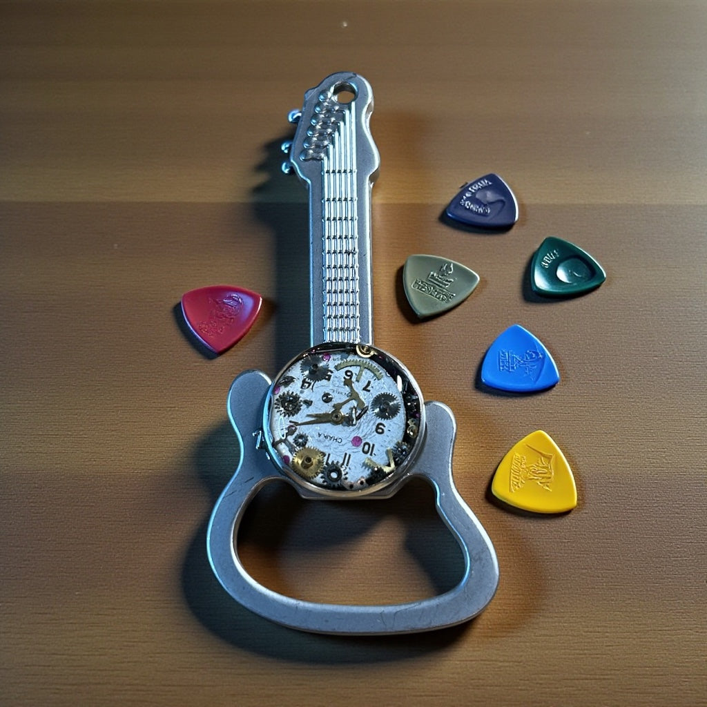 Steampunk watch parts guitar bottle opener