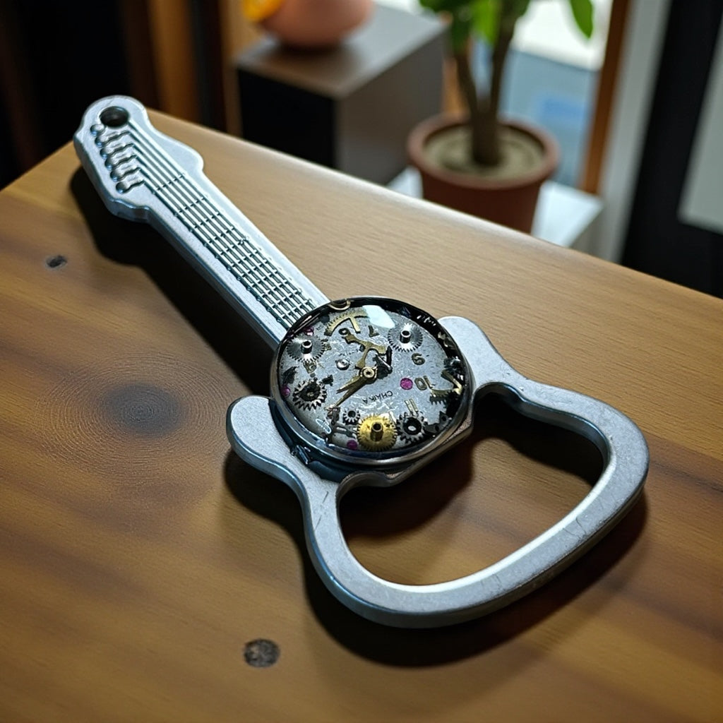 Steampunk watch parts guitar bottle opener