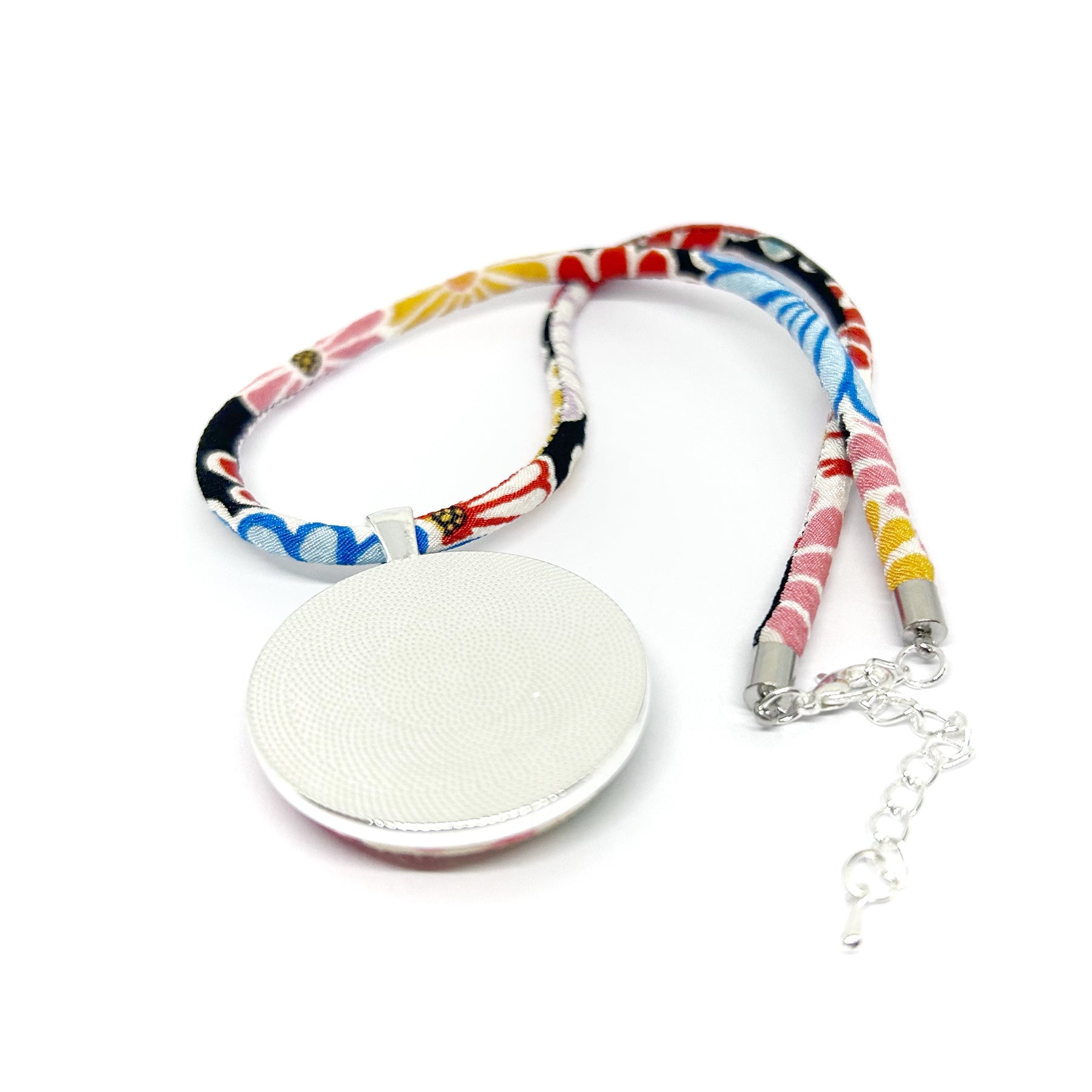 Kimono Pendant Necklace - Red and Aqua