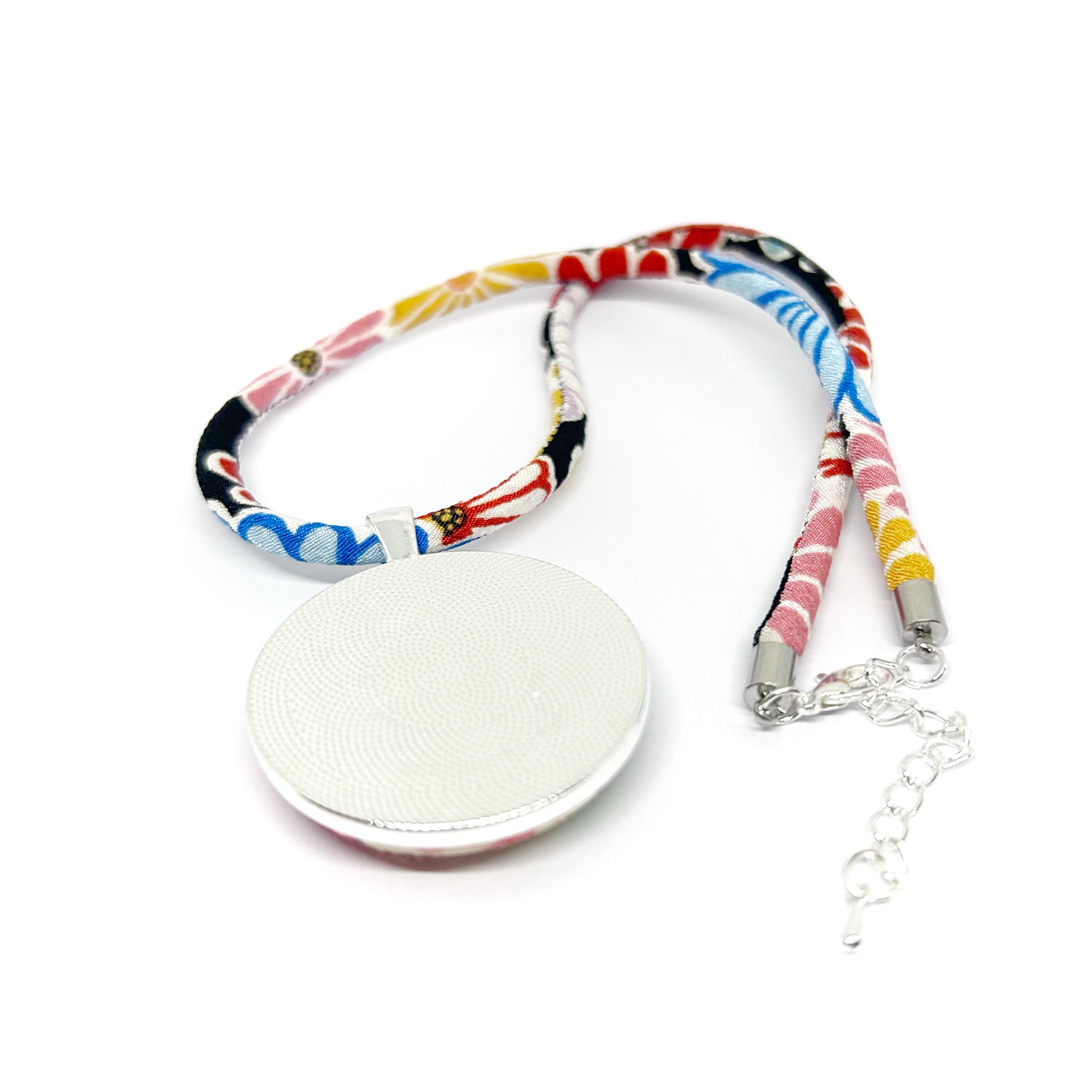 Kimono Pendant Necklace - Red and Aqua