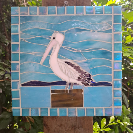 Lovely Stained Glass Mosaic Pelican