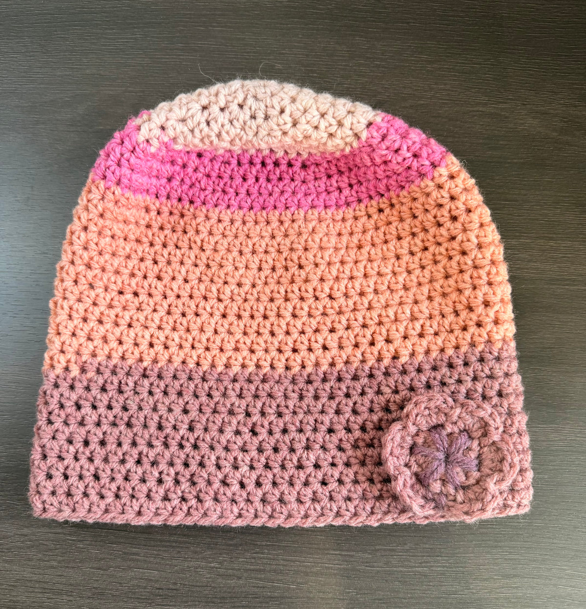 #118 Slouch Beanie with flower motif