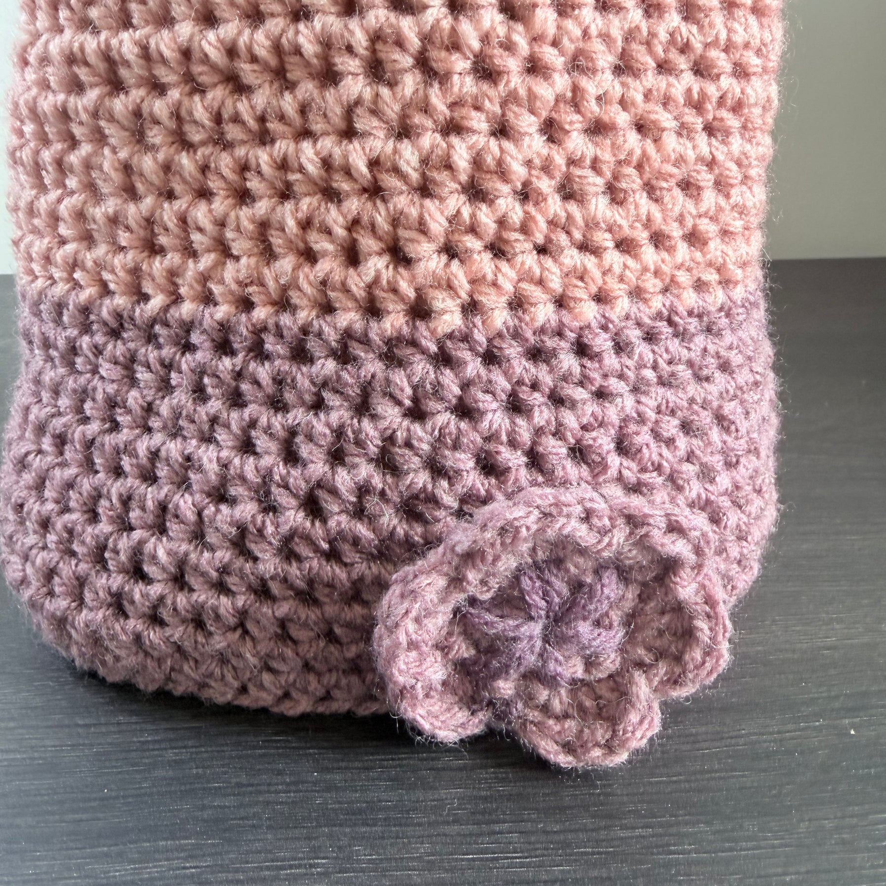 #118 Slouch Beanie with flower motif