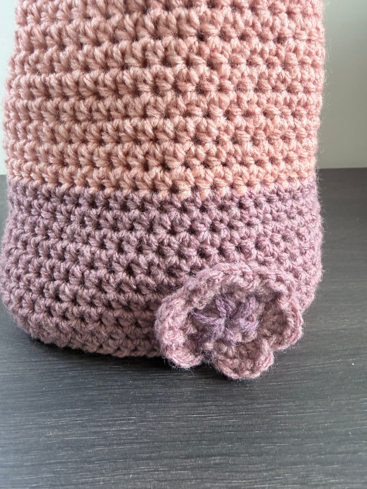 #118 Slouch Beanie with flower motif