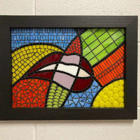 Pop Lips Timber Framed Stained Glass Mosaic Wall Art