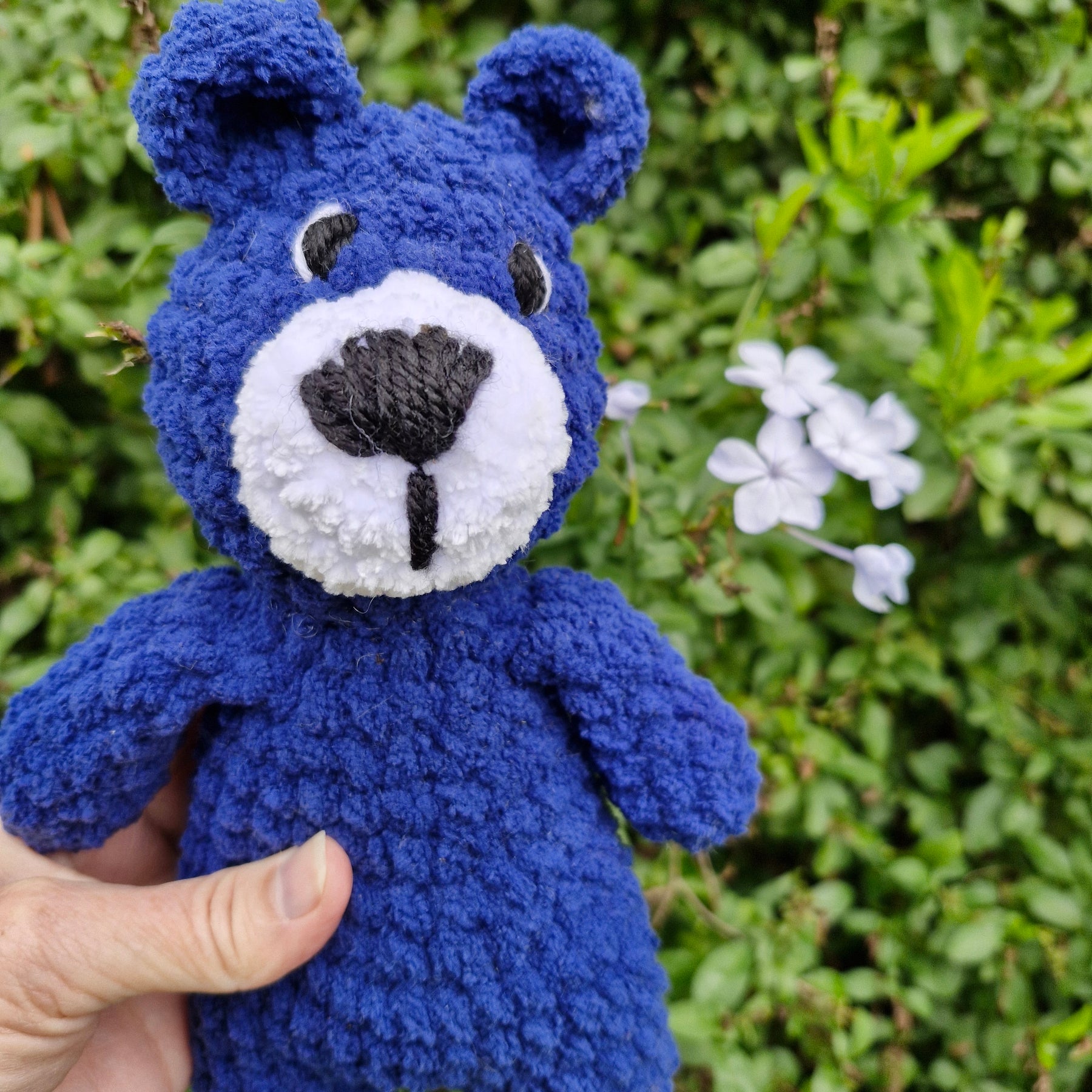 Adorable Handmade Crochet Blue Bear Plushy