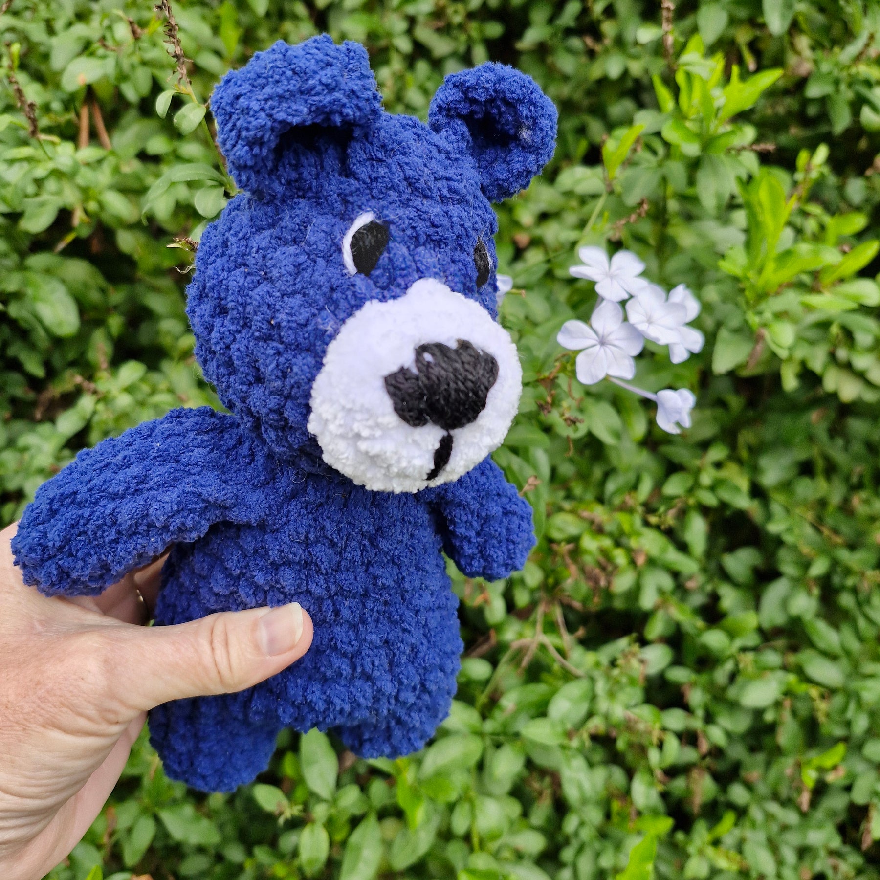 Adorable Handmade Crochet Blue Bear Plushy