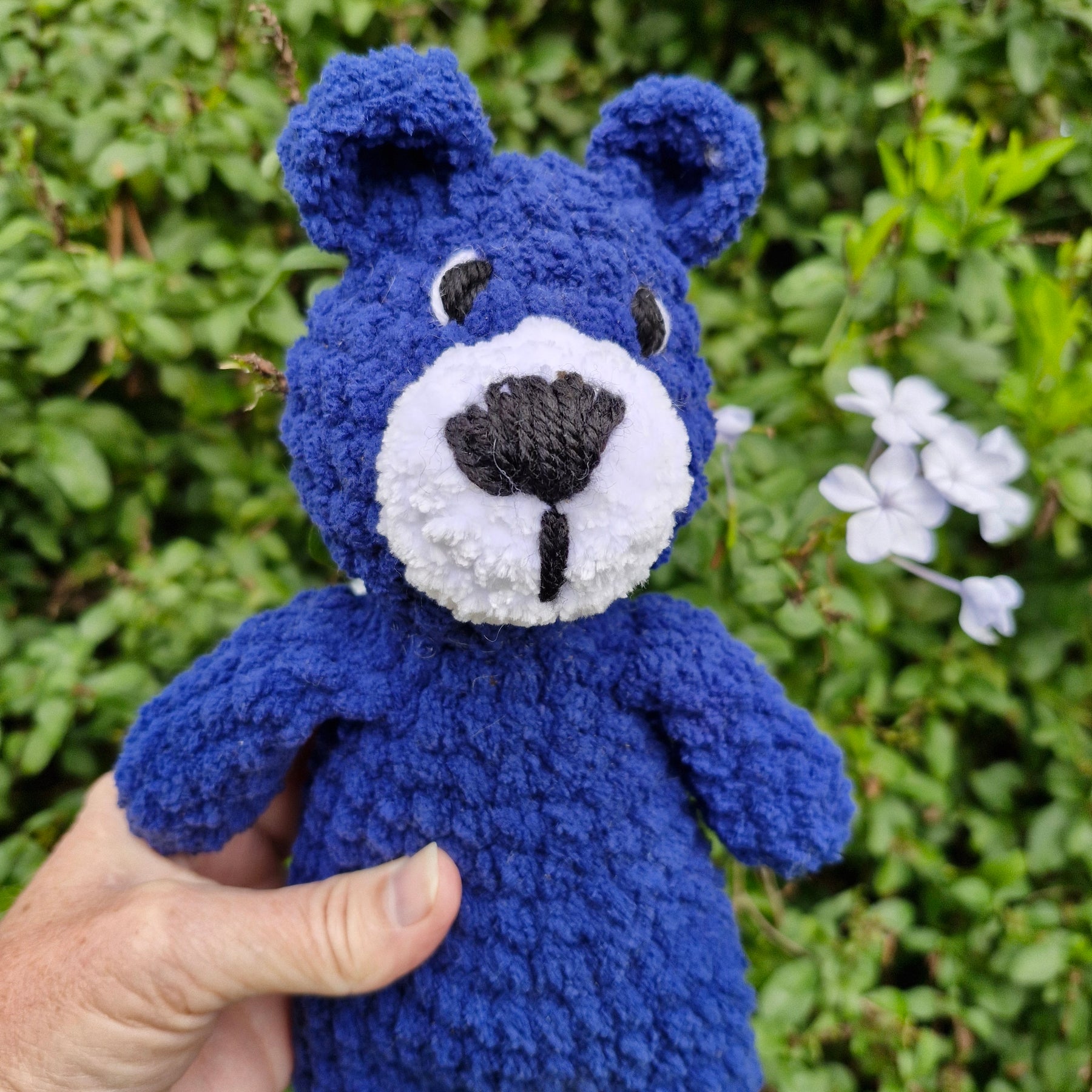 Adorable Handmade Crochet Blue Bear Plushy
