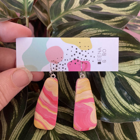Mustard & watermelon polymer clay earrings