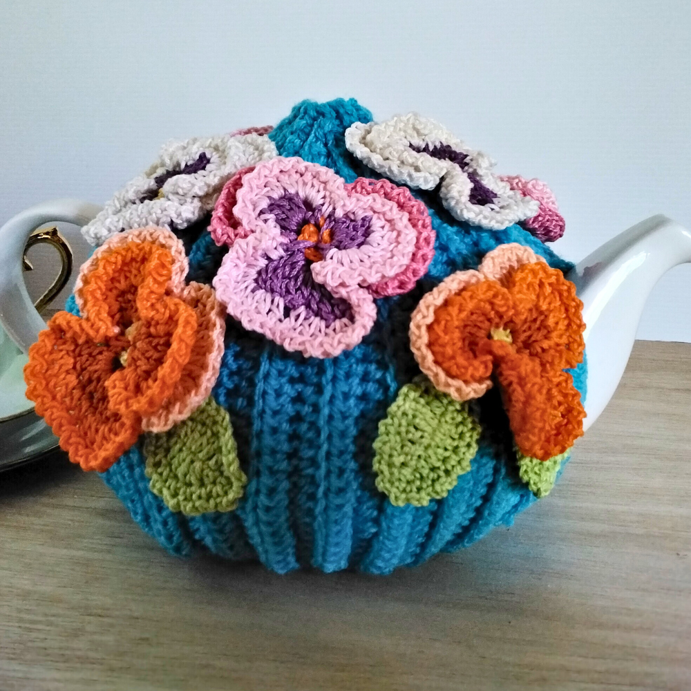 Bright Blue Pansy Medium Teacosy