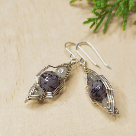 Tourmalinated Quartz Sterling Silver Earrings