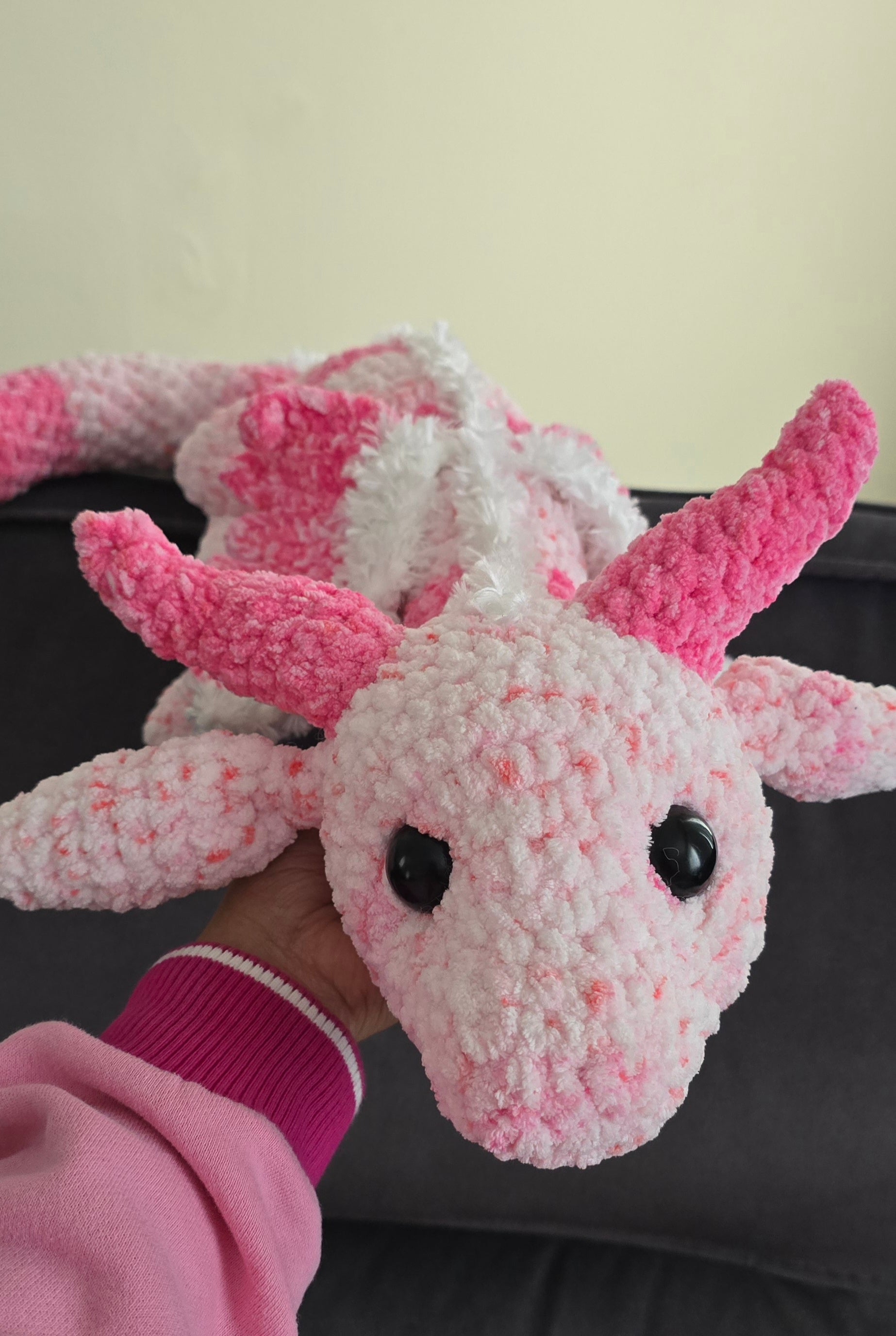 Pink Crochet Dragon - Extra Large