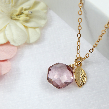 Pink Grapefruit Quartz Necklace Choose Your Finish