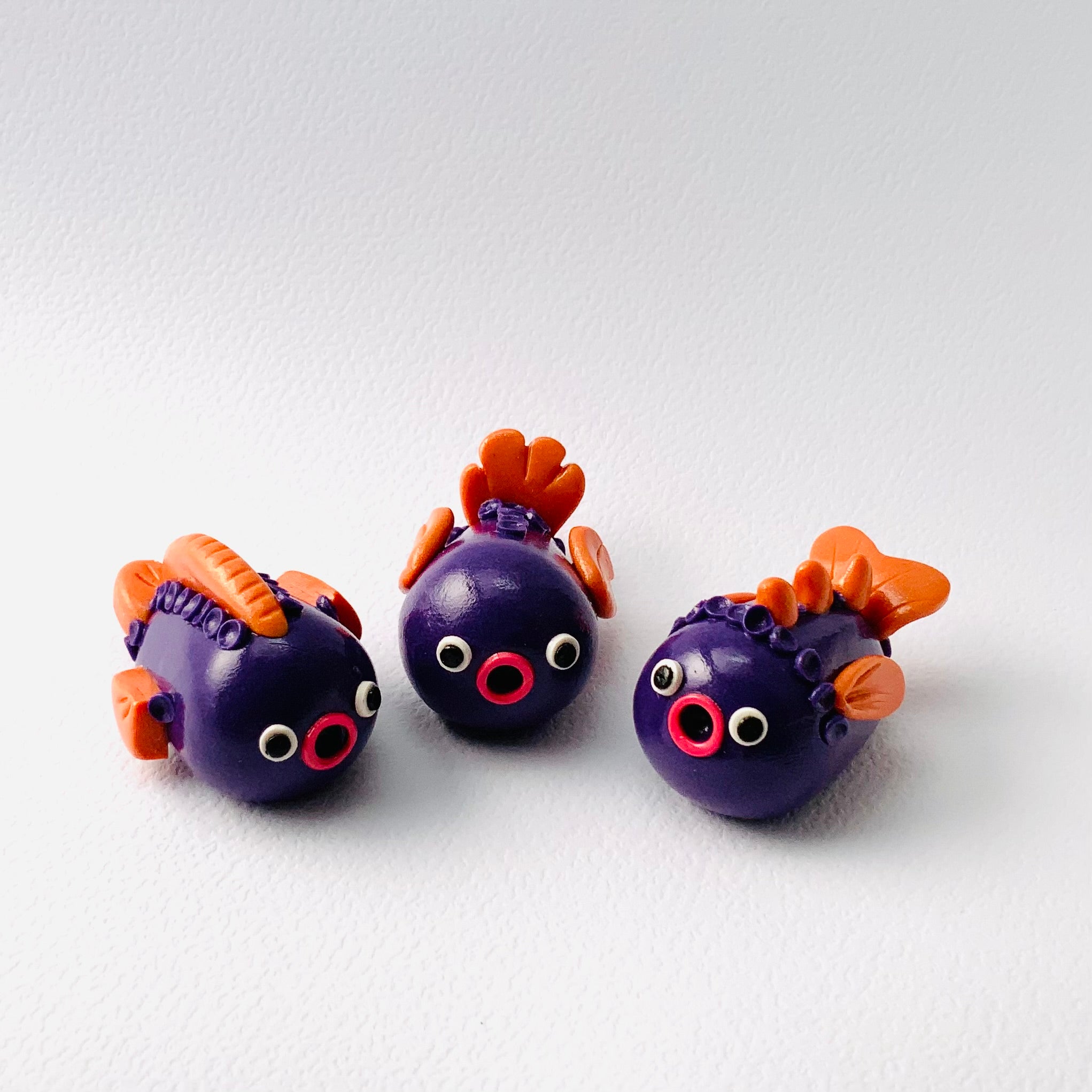 Fantastical Fishy Friends Trios: Whimsical Handmade Polymer Clay Fish
