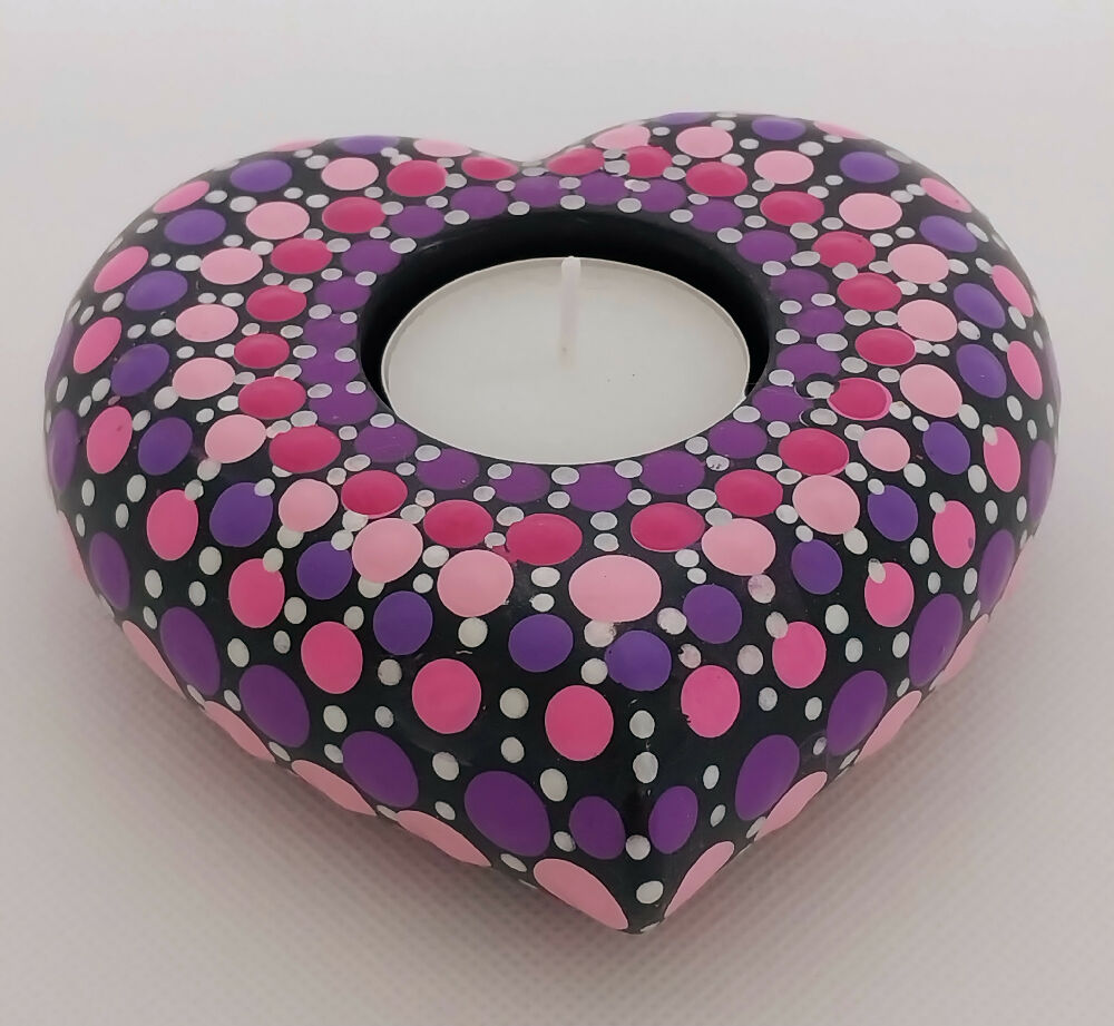 Pink and Purple Heart Tealight Candle Holder