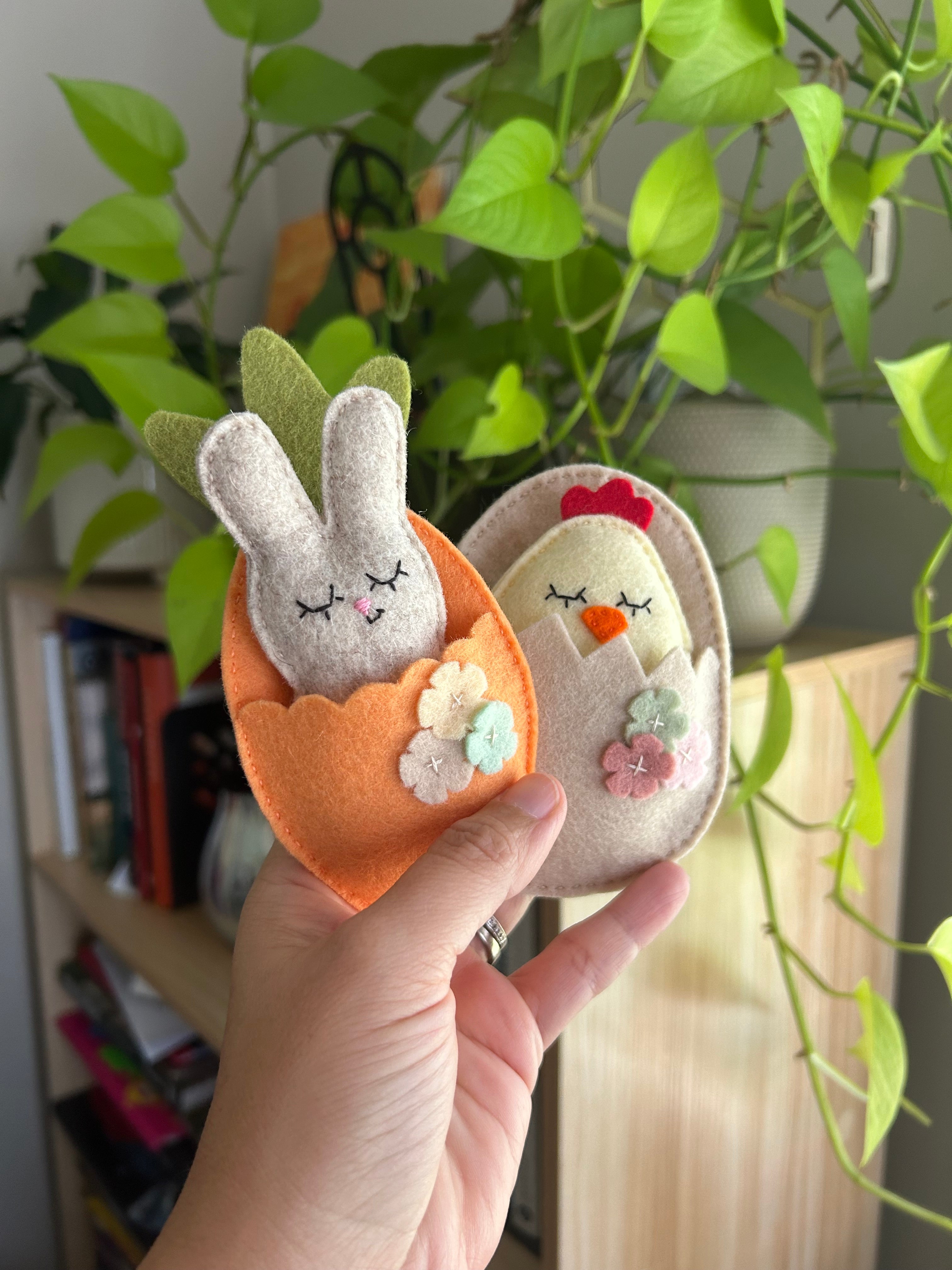 Bunny pocket toy in a carrot, Easter gift