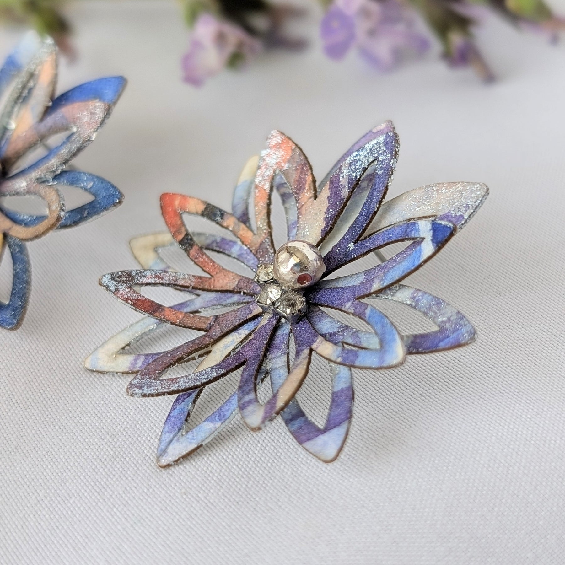 Made to Order Watercolour Floral Earrings – Lobe or Helix Piercing