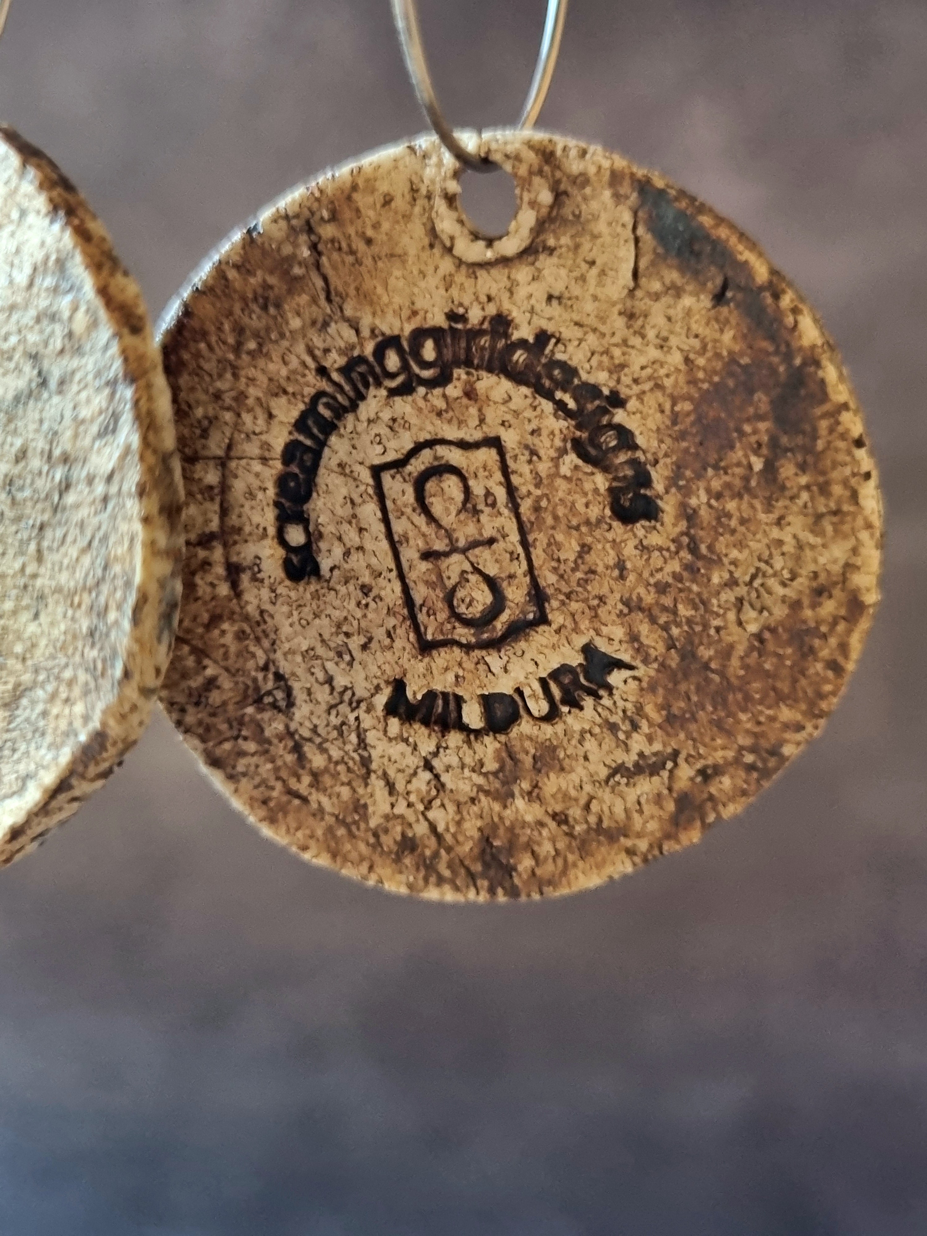 Handmade Stoneware Ceramic Earrings,green-blue-mustard-red multi-coloured, 35mm diameter, pierced ears