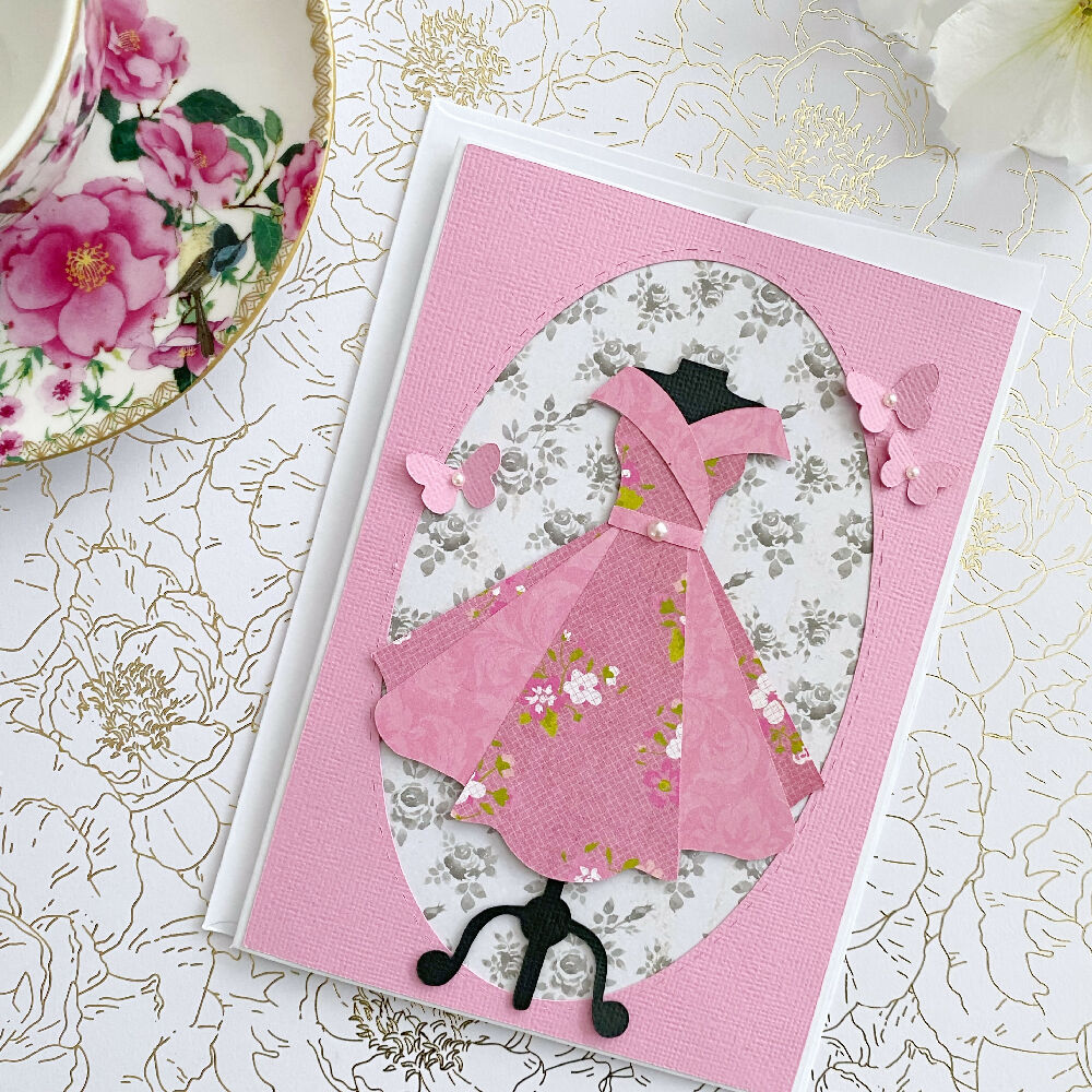 Floral Dress cards, birthday card. Mother's day