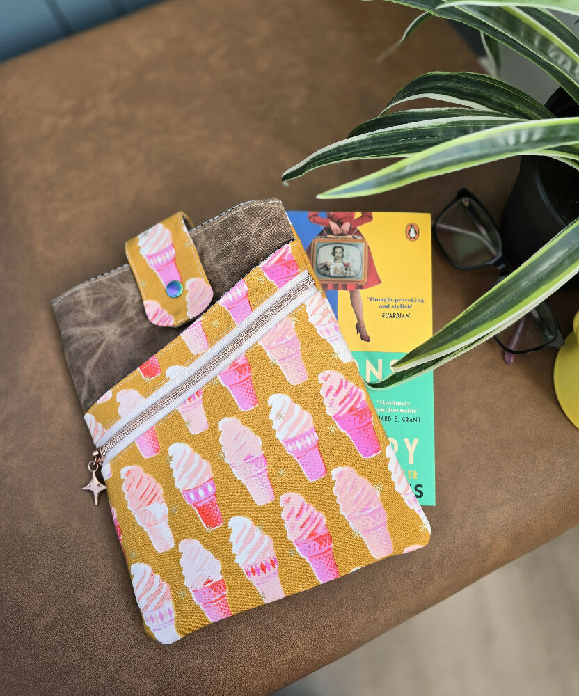 Book sleeve. Ice cream cones. Padded book bag.