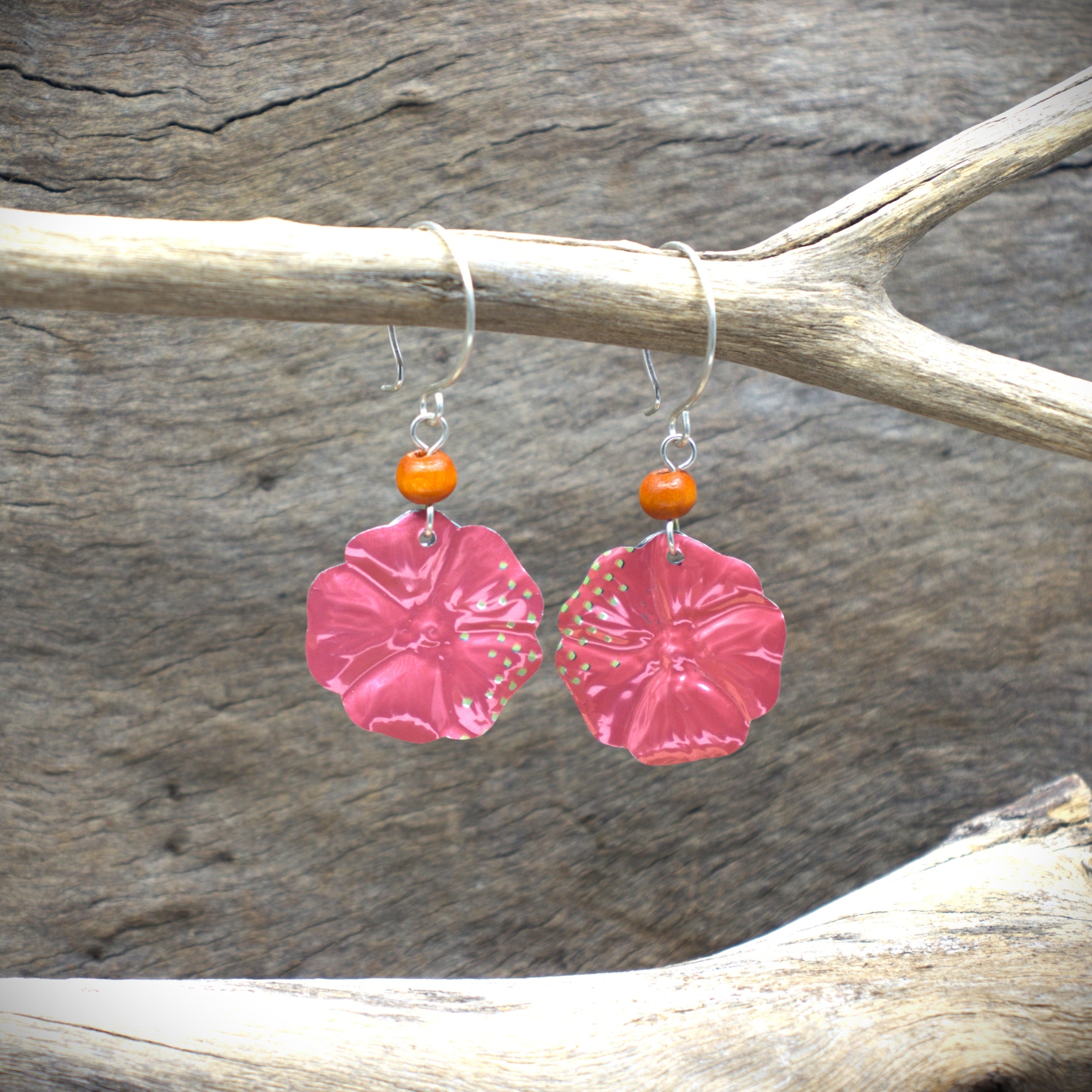 Hibiscus Earrings | upcycled drink cans