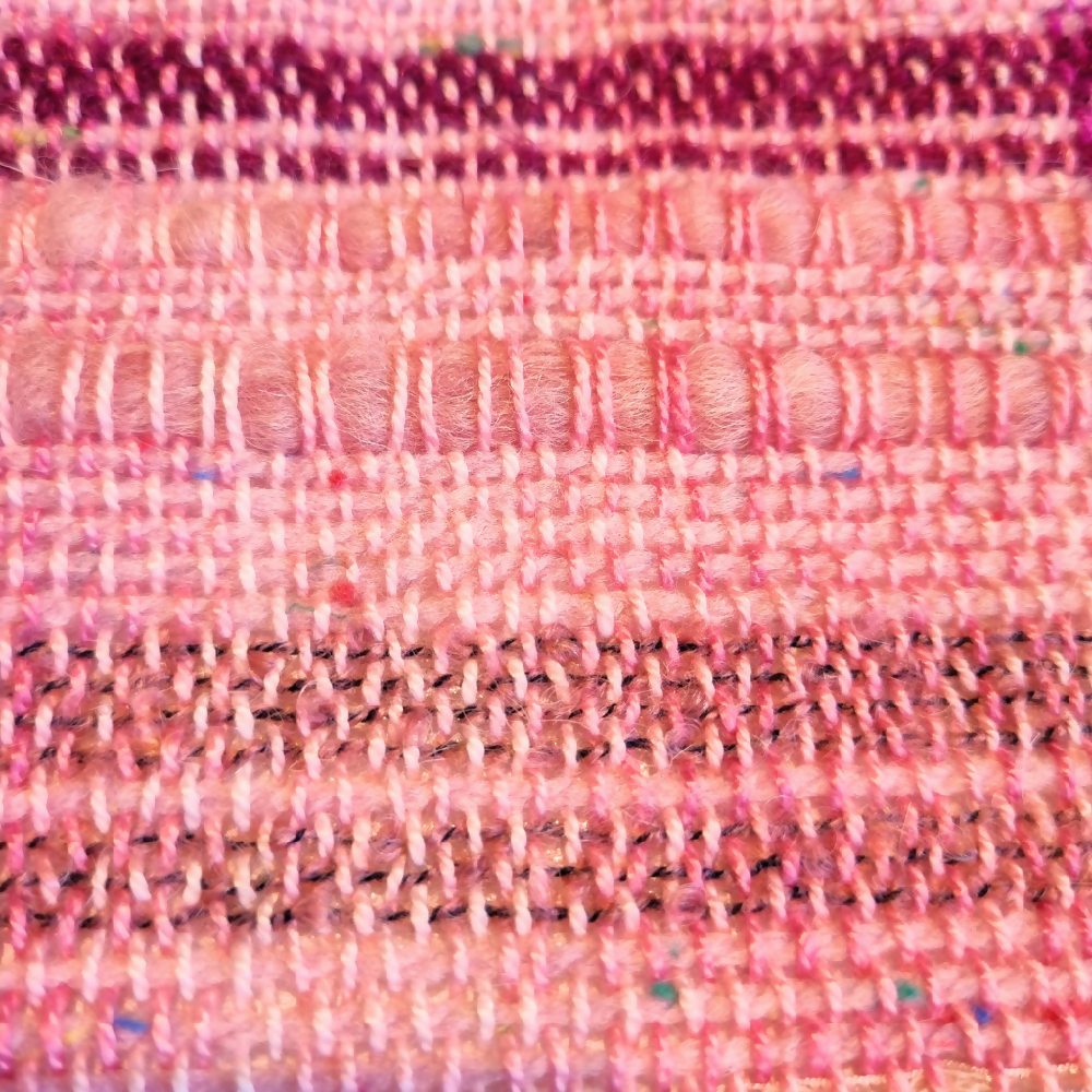 Woven wall art, 'pretty in pink' no.1